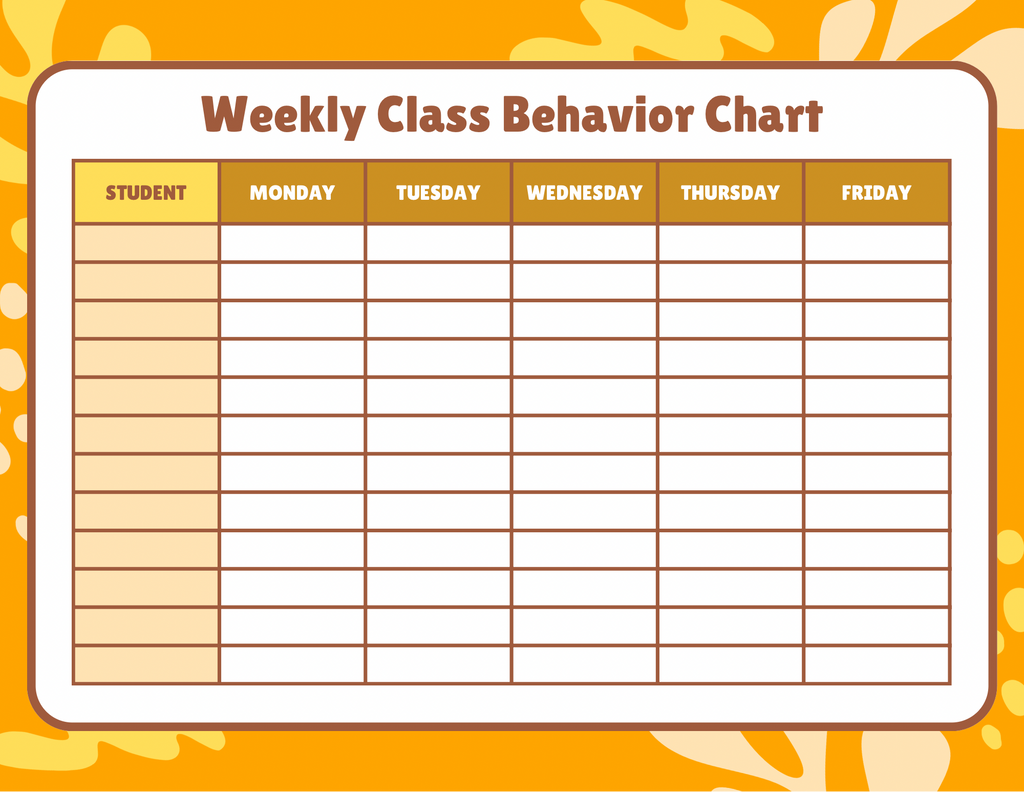 Printable Weekly Class Behavior Chart