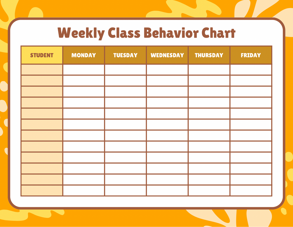 Printable Weekly Class Behavior Chart