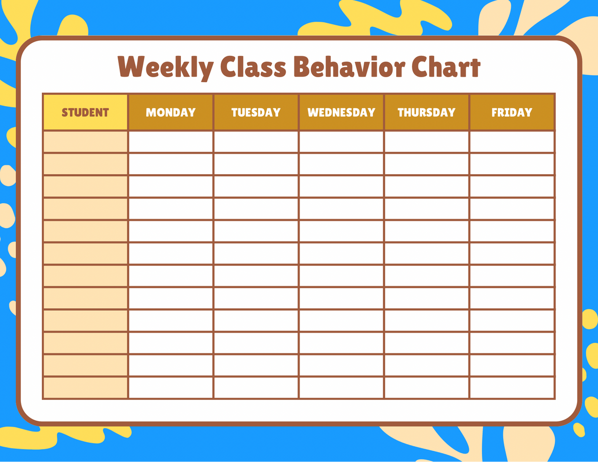 Printable Weekly Class Behavior Chart