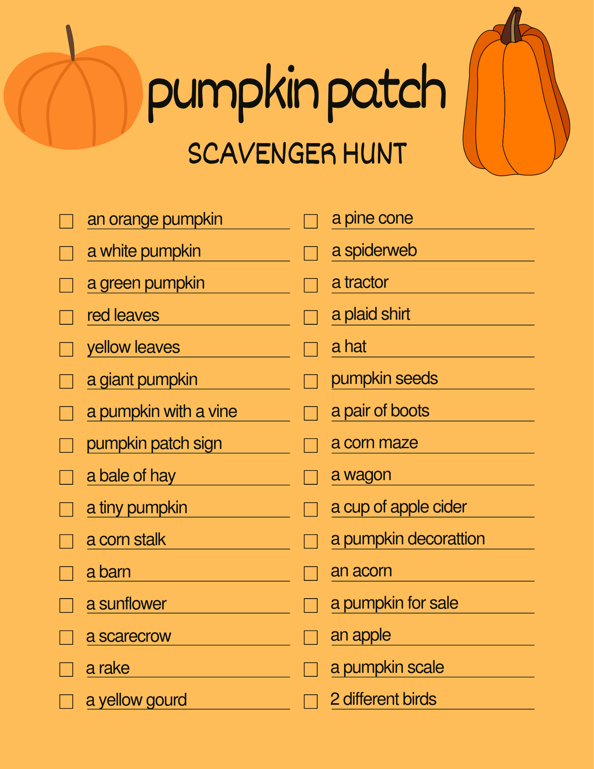 Digital Pumpkin Patch Scavenger Hunt